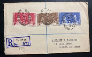 1937 Nigeria First Day Cover To Glasgow Scotland  King George VI Coronation KGVI