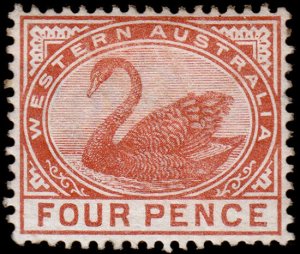 Western Australia Scott 65, Perf. 14 (1890) Mint H F-VF, CV $14.00 M