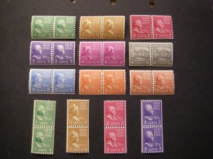 PREXIE COIL PAIRS COMPLETE, Scott 839 - 851, MNH, Nice Group, CV $72