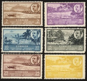 SPANISH GUINEA Scott 305-309A F-VF+/MNH-1949 2c-30c San Carlos Bay-Partial Set