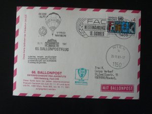 ballonpost Alpi balloon flight Pro Juventute #66 postcard United Nations 1981