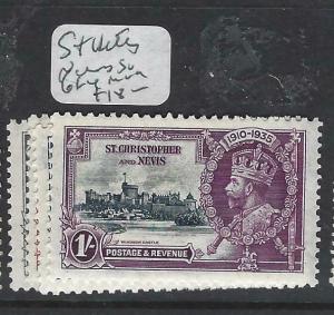 ST KITTS NEVIS  (P2903B)  KGV SILVER JUBILEE  SG 61-4   MOG