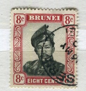 BRUNEI; 1950s early Sultan issue used 8c. value fine Postmark