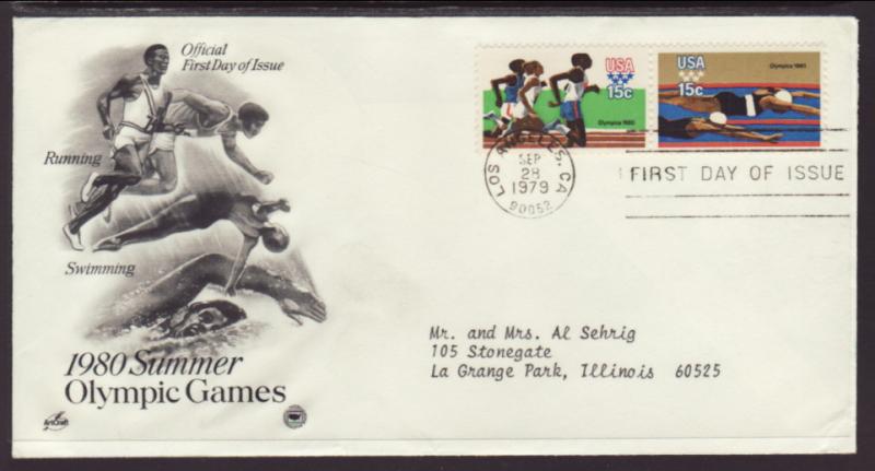 US Running Olympics 1984 PCS Typed FDC BIN