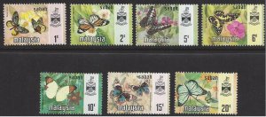 Malaysia Sabah #24-30 MNH set,  various butterflies, issued 1971