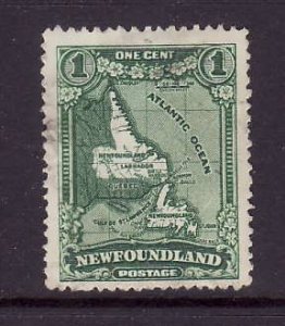 Newfoundland- Sc#163-used 1c Map-id4-1929-31-