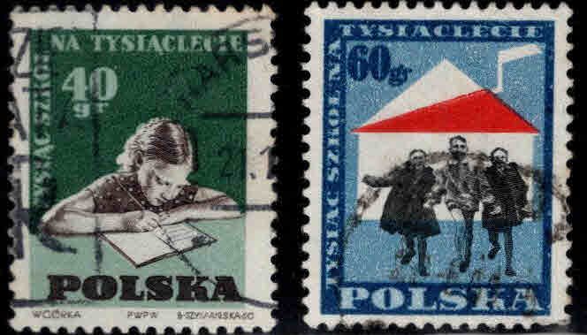 Poland Scott 878-879 Used 1959 campaign forI1000 School stamp set