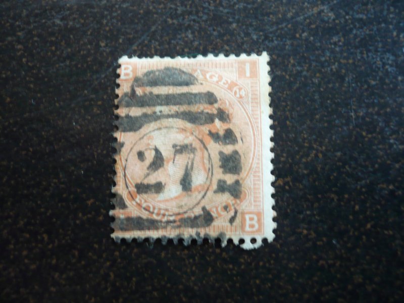 Stamps - Great Britain - Scott# 43 Plate 14 - Used Single Stamp