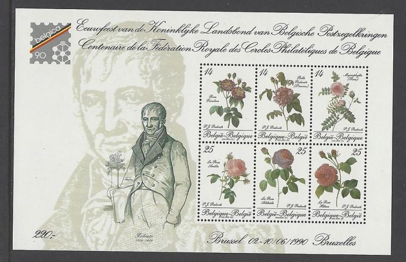 Belgium 1990 Flowers Roses BELGICA SS VF MNH (1346)