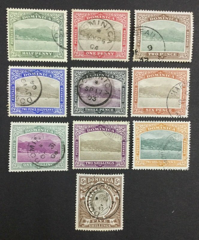 MOMEN: DOMINICA SG #27-36 1903-07 USED £350 LOT #62125