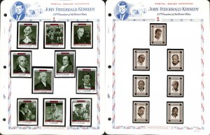 Fujeira Stamp Collection on 12 White Ace Pages, John Kennedy