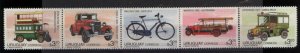 Vehicle Bus police patrol car bike firemen truck ambulance URUGUAY #1616 MNH $10 