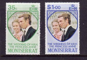 Montserrat-Sc#300-301-Unused NH set-Royal Wedding-Princess Anne-1973-