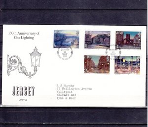 Jersey, Scott cat. 275-279. Gas Light Anniversary issue. First day cover. ^