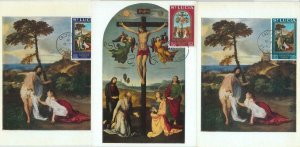 81392  - ST LUCIA - Postal History - set of 3 MAXIMUM CARD -  Art RELIGION