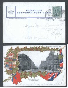 Canada-cover #9805- 1c Edward-patriotic p/c Sandwich Street West,Windsor,Onton