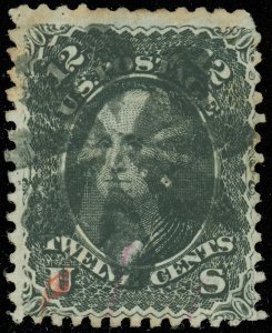 US SCOTT #90 Used, 19th Century FLEURETTE FANCY CANCEL, Cple Pinholes, SCV $400+