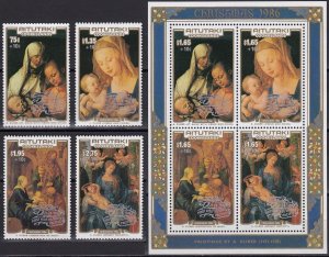 AITUTAKI 1986 Paintings by Durer. Visit of John Paul II (4v +1ms) MNH CV$50