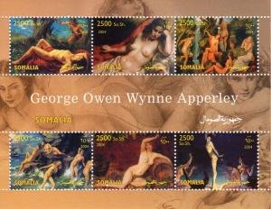 Somalia 2004 GEORGE APPERLEY Nudes Paintings Sheet (6) Perforated Mint (NH)