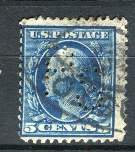 USA; Early 1900s Washington issue fine used 5c. value + PERFIN