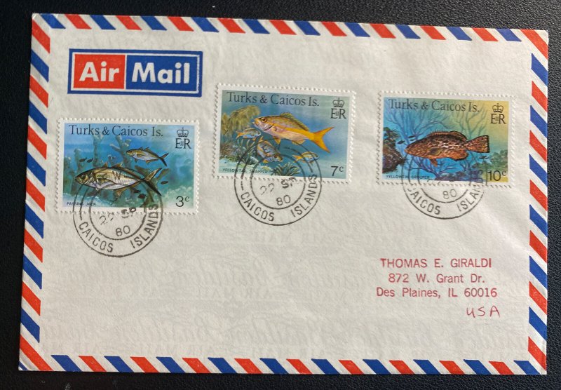 1980 Kew Caicos Island Airmail Cover To Des Plaines IL Usa