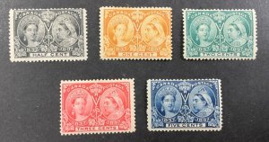 CANADA #50-#55, 1897  Queen Victoria Jubilee, 1/2, 1, 2, 3 & 5 cent, F/VF, MH