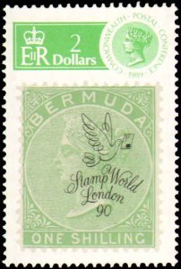 Bermuda #594-597, Complete Set(4), 1990, Stamp on stamp, Stamp Show, Never Hi...