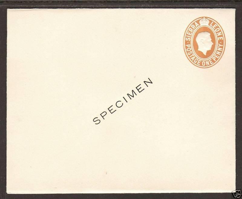 Sierra Leone H&G B7 mint 1938 1p SPECIMEN Envelope, VF