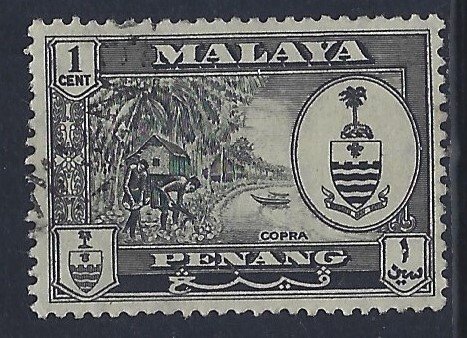 Malaya-Penang, Scott #56; 1c State Crest, Used