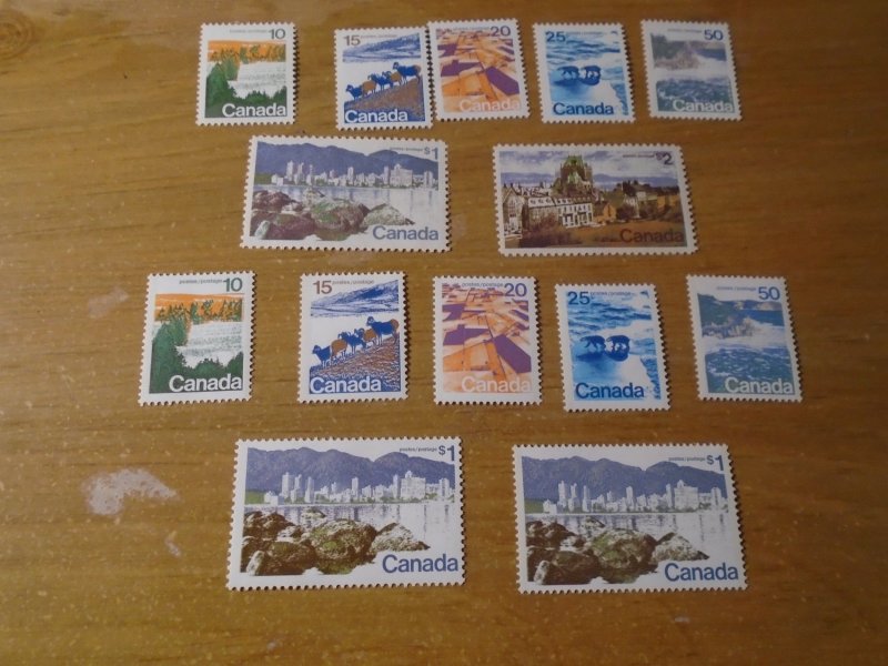 Canada  #  594-98 / 594a-98a / 600-01 / 599-99a  MNH