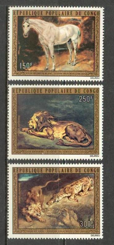 CONGO PR Sc# C157 - C159 MNH FVF Set3 Horse Lion & Tiger Art