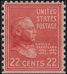 Scott# 827  1938 22c ver  Cleveland - No Gum   Mint Never Hinged - Very Fine