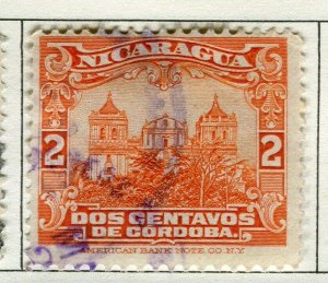 NICARAGUA;  1914 early Buildings issue used 2c. value