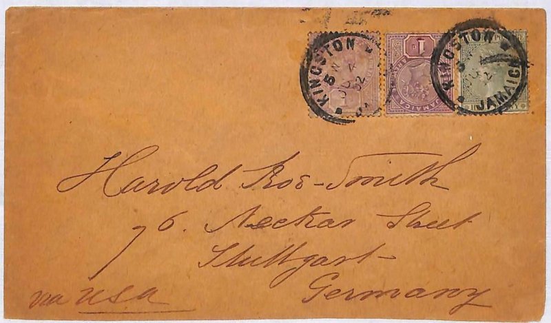 ai1595 - JAMAICA - Postal History -  Nice franking on COVER to GERMANY  - 1902