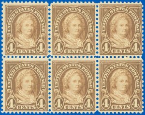 U.S.A. Scott #636 Block/6! Mint-F/VF-NH, Martha Washington, SCV $18.00 (SK)