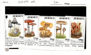 Jersey, Postage Stamp, #655-659 Mint NH, 1994 Mushrooms (AB)