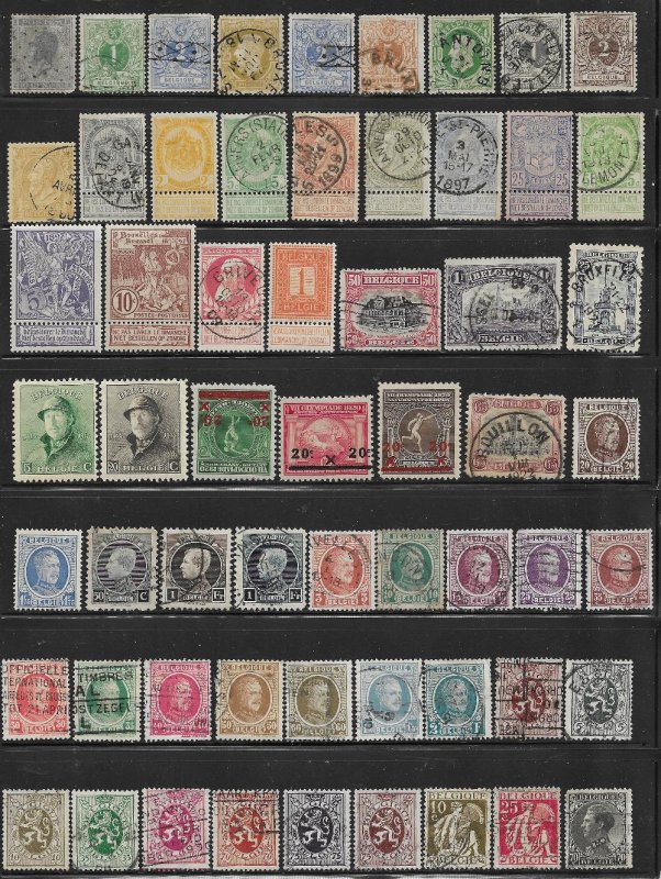 -Belgium 59 different mint - used stamp mini collection @ 5¢ each -  12796