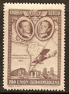 Spain C 55a Mint OG 1930 1p brn vio Map CV $65.00