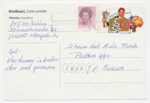 Postal stationery Netherlands 1992 - Uprated for charity Aids fund - Card with p