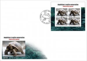 LIBERIA 2023 SET OF 6 IMPERF FDC (REG & OVPT) REPTILES TURTLE CHAMELEON SNAKES-