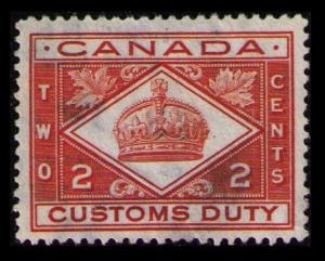 CANADA REVENUE 1914 VINTAGE 2c #FCD2 SCARCE CUSTOMS DUTY TAX VF USED STAMP (V787