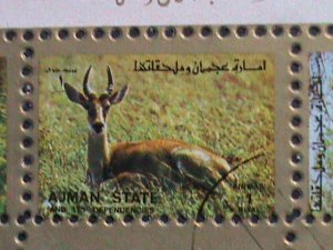 AJMAN STATE-COLORFUL LOVELY WORLD WILD ANIMALS CTO MINI SHEET VERY FINE