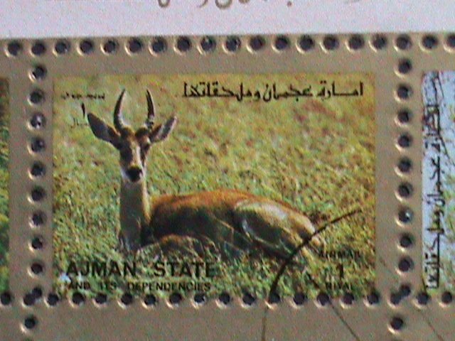 AJMAN STATE-COLORFUL LOVELY WORLD WILD ANIMALS CTO MINI SHEET VERY FINE