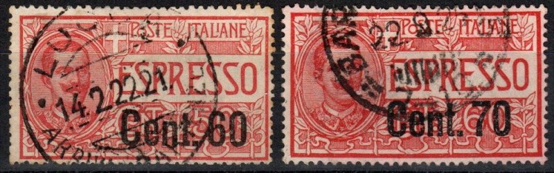 Italy #E11, E13  F-VF Used CV $2.80 (X2630)