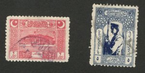 TURKEY - 2 USED STAMPS - 1922/23.