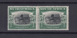 South Africa KGV 1927 5/- Black Green Multilingual Pair SG38 MLH BP10013