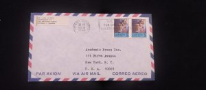 C) 1969. CANADA. AIRMAIL ENVELOPE SENT TO USA. DOUBLE STAMP. XF