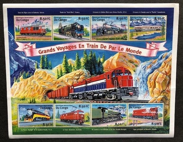 Congo Train Stamps, 2001, MNH, Souvenir Sheet..