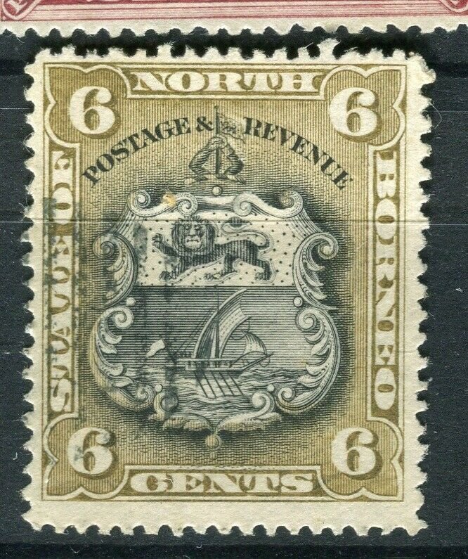 NORTH BORNEO; 1897 early pictorial issue fine used 6c. value 