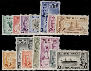 FALKLAND ISLANDS GVI SG172-185, 1952 complete set, M MINT. Cat £190.